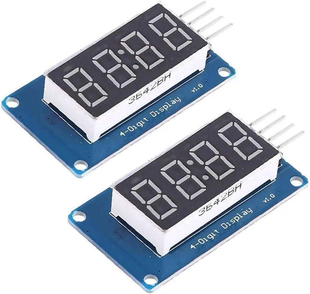2 Buah Modul Tampilan LED TM1637 0.36 Inci untuk Arduino 7 Segmen 4 Bit Jam Tabung Digital Anoda Merah Paket Papan Driver Serial Empat