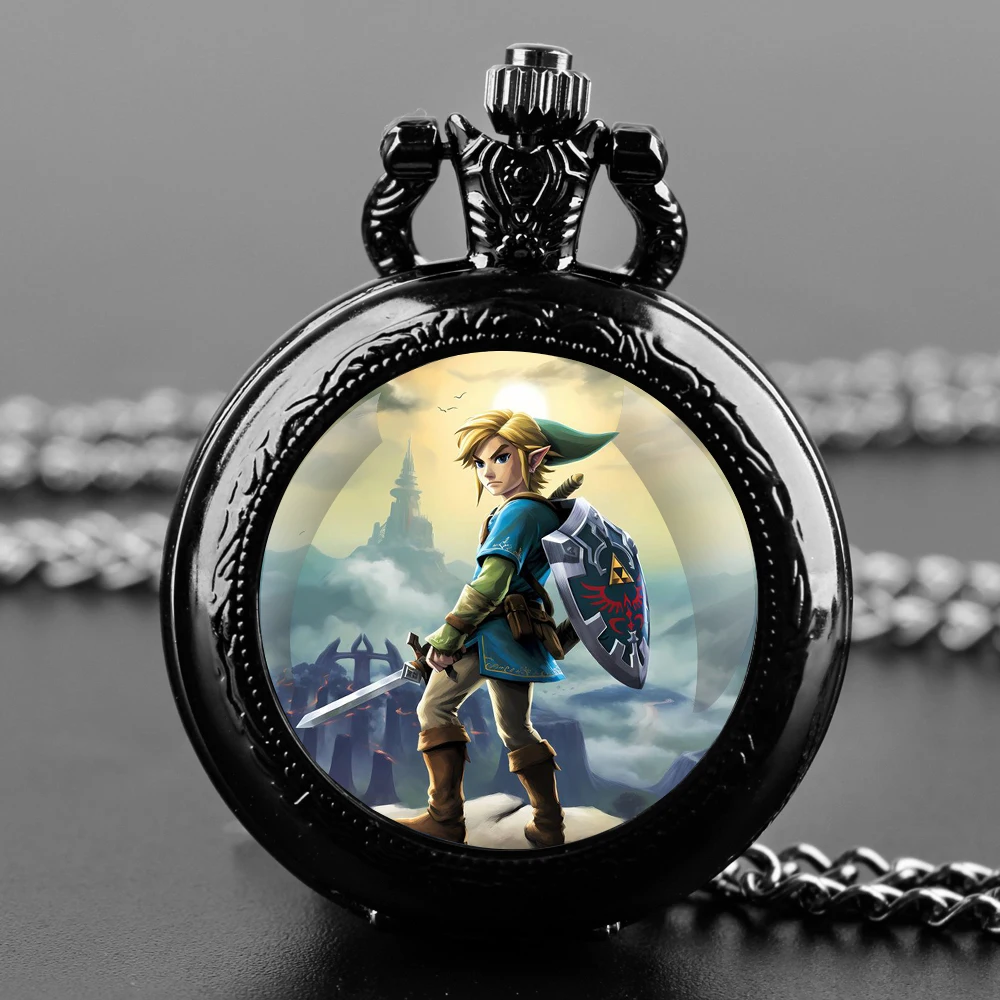 Famous Game Glass Dome Pocket Watch with Chain Necklace Vintage Quartz Pendant Watches Mens Women Gifts for Kids