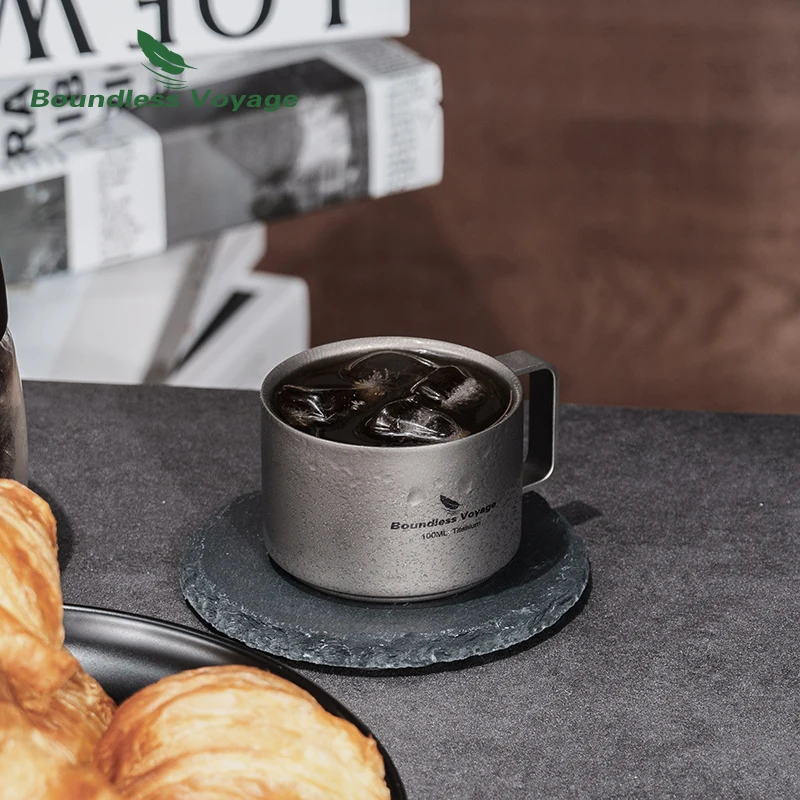 Boundless Voyage Titanium Double Wall Coffee Cup Mini Camping Mug 100m Ti3085D