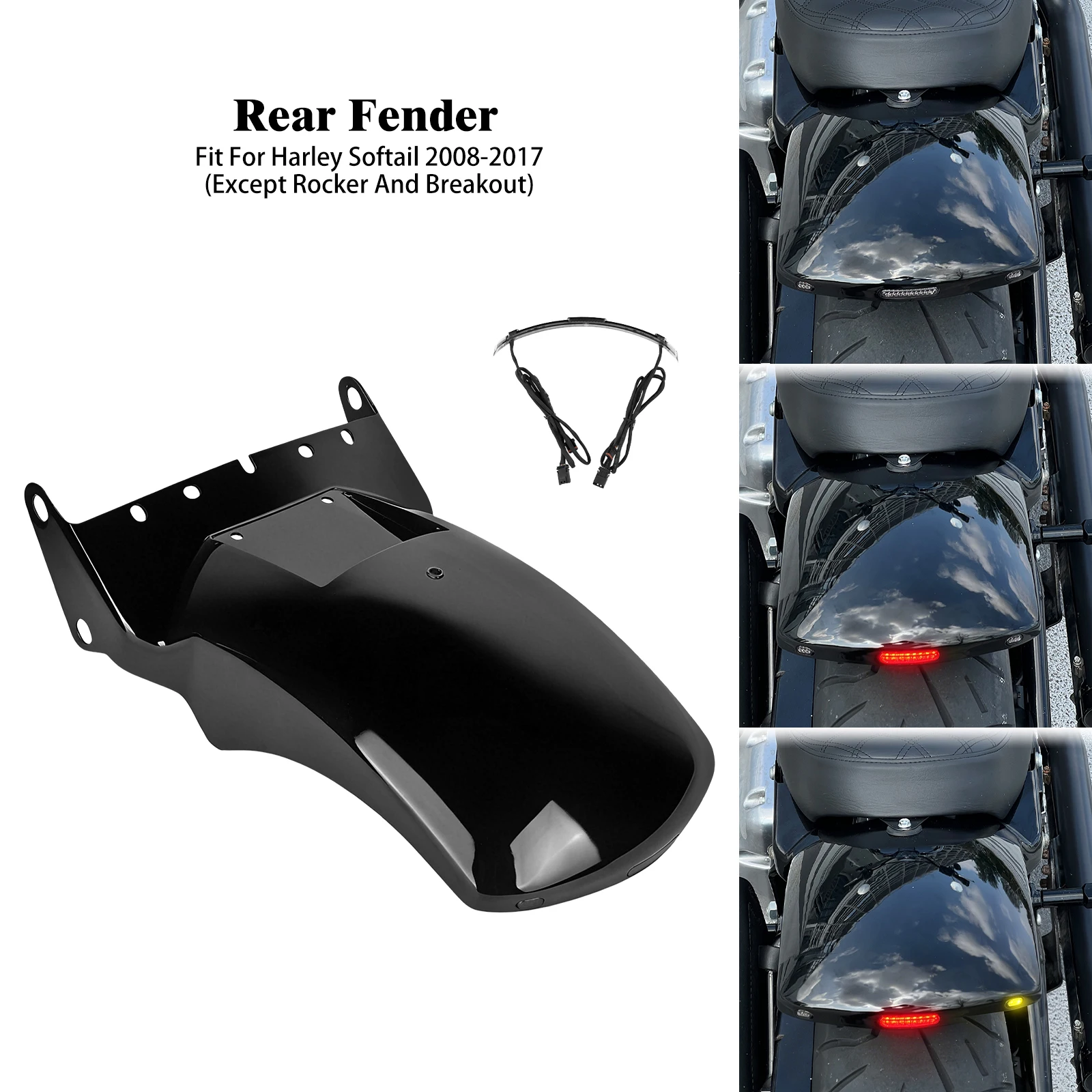 Motorcycle Rear Fender Short Mudguard Mug Splash Guard Cover For Harley Softail Fat Boy Low Rider Street Bob Slim Heritage 08-17