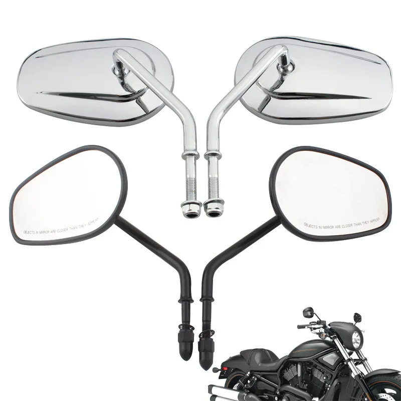 8Mm Chrome Motorcycle Sportster Mirrors Long Stem For Road King Street Electra Glide Road Glide Dyna Softail 1982-2020