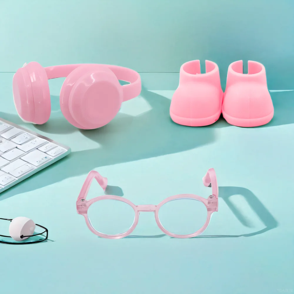 Chapeau rayé + vêtements, vêtements de poupée Cool à la mode, écouteurs, accessoires de poupée d'appareil photo, pour vêtements labubu, poupée en peluche de 17CM, cadeaux pour filles