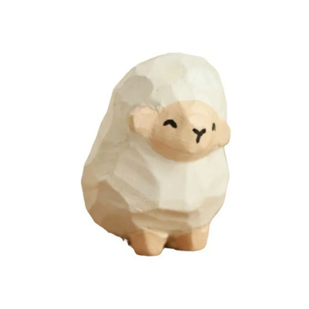 Cartoon Characters Wooden Carving Cat Ornament Dog Crafts Animals Ornament Cute Cartoon Small Rabbit Model Kids
