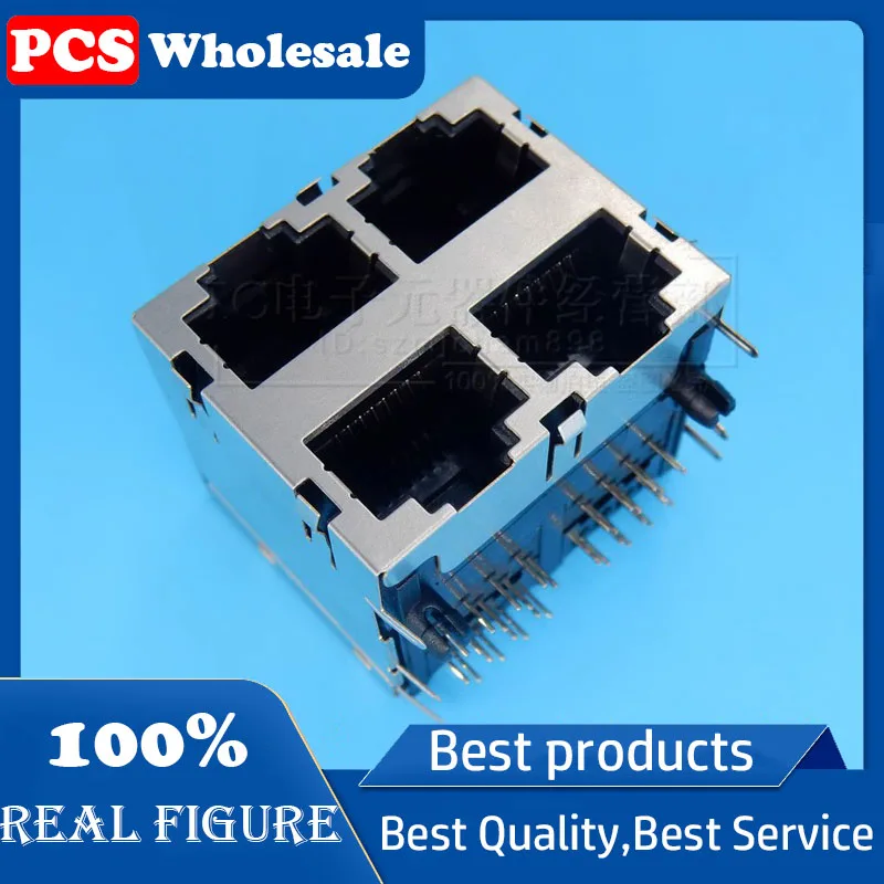 RJ45 socket 2 x 2 No lights 4 holes with shrapnel network port socket Network port connector with shielded double layer four por