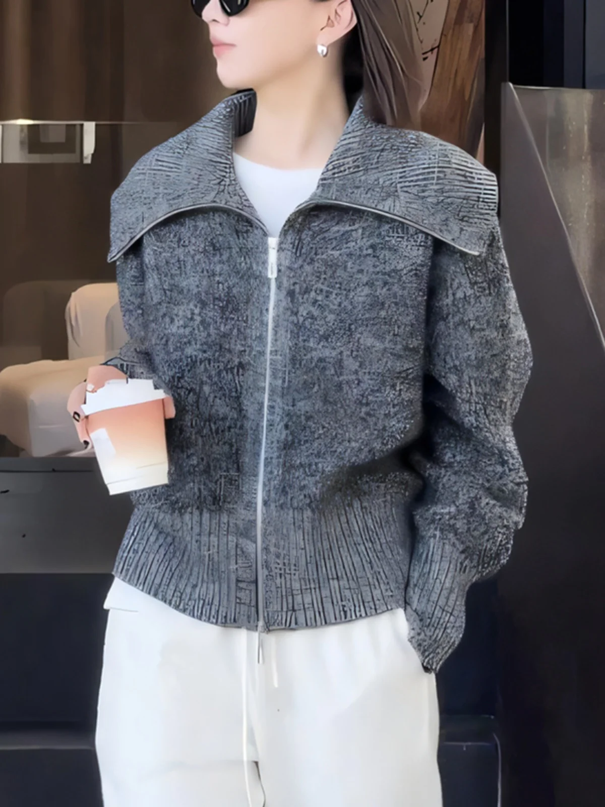 ay Cardigan aperto lavorato a maglia con cerniera da donna Pendolarismo Sle Versione coreana Pendolarismo semplice Nuovo marchio Autunno Inverno Faion Gtuq