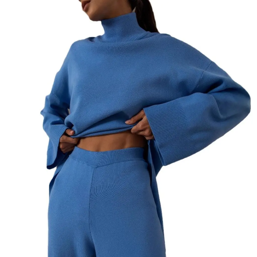 

Explosions Women's Half Turtleneck Sweater Autumn Winter Street Fashion High Waist Wide Leg Knitted Irregular Fit