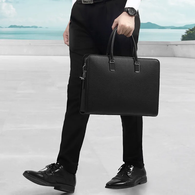 Borsa per laptop a tracolla di marca di lusso genuina di moda di fascia alta Borsa con lucchetto a combinazione in pelle Valigetta da uomo alla moda premium