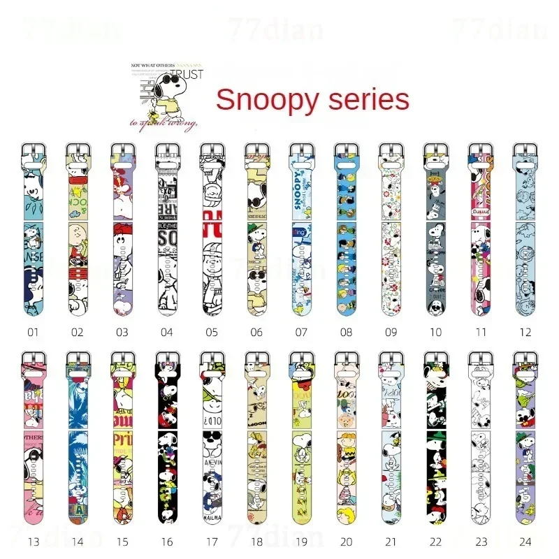 Snoopy 20mm 22mm Anime Band Strap for Samsung Huami Amazfit Garmin Huawei Bracelet Cartoon Silicone Watch Cute Watchband Strap