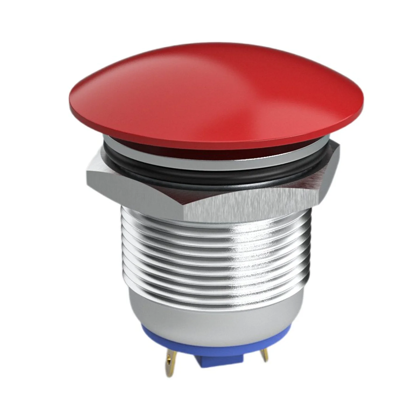 16-22mm hole mushroom head large button panel red and green waterproof screw base metal button 24V 220V