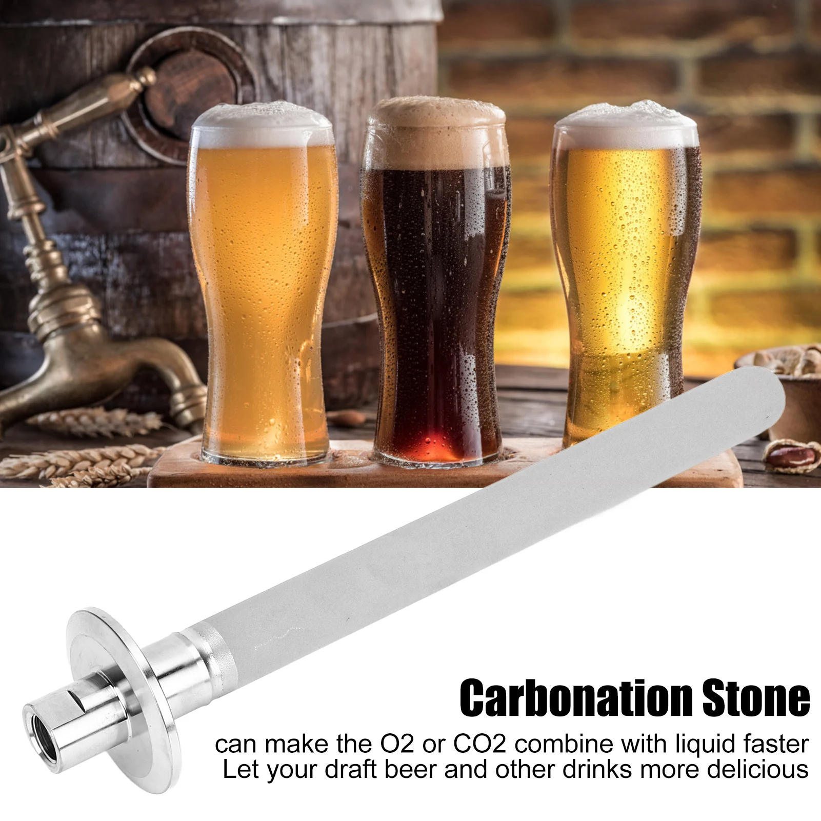 

Carbonation Stone Rustproof High Efficiency Diffusion Stone Alkali Resistant with 1/4in NPT Female Gas Inlet for Beer Homebrew