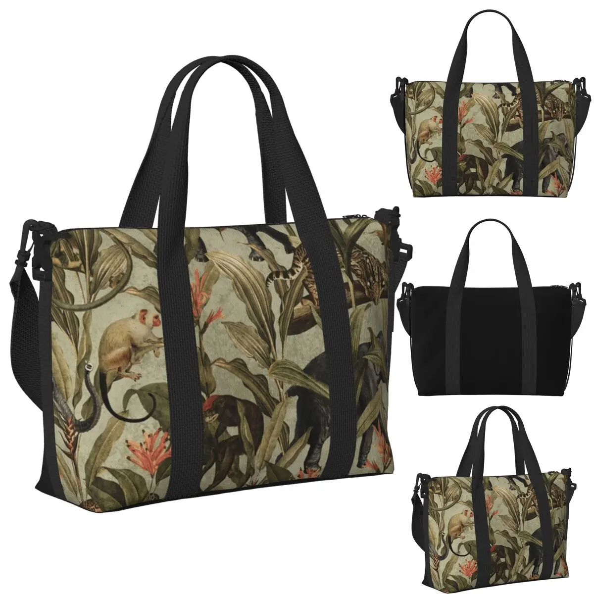 

Винтажная пляжная дорожная сумка с тропическими джунглями, большая вместительная сумка-тоут для тренажерного зала, йоги, женская дорожная сумка для покупок