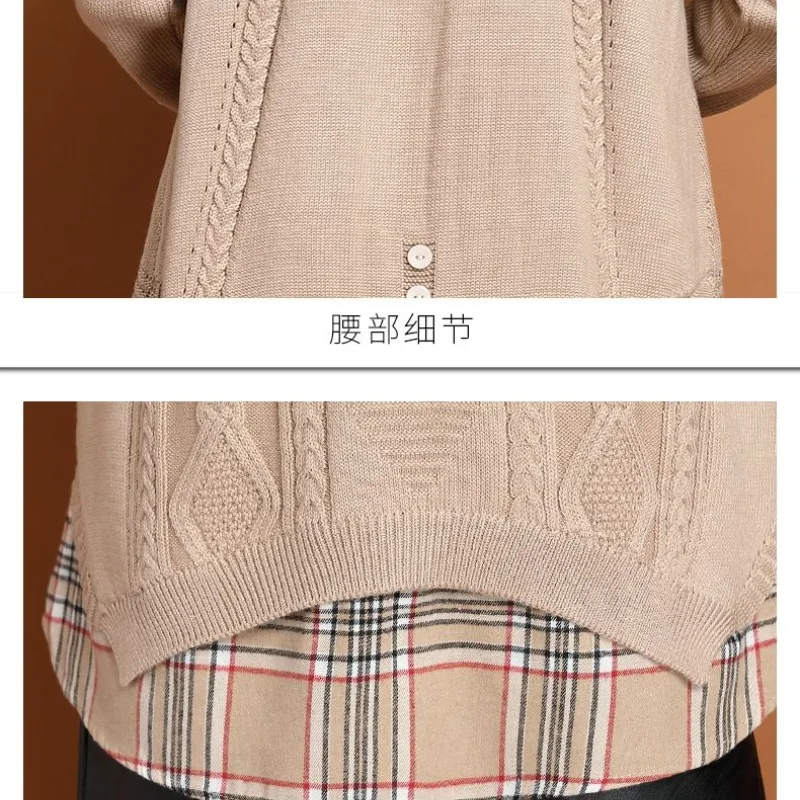 Spring and Autumn Women The Hood Polo Captain Long Sleeves Striped Button Asymmetrical Office Lady Fashion Casual Sweaters Tops