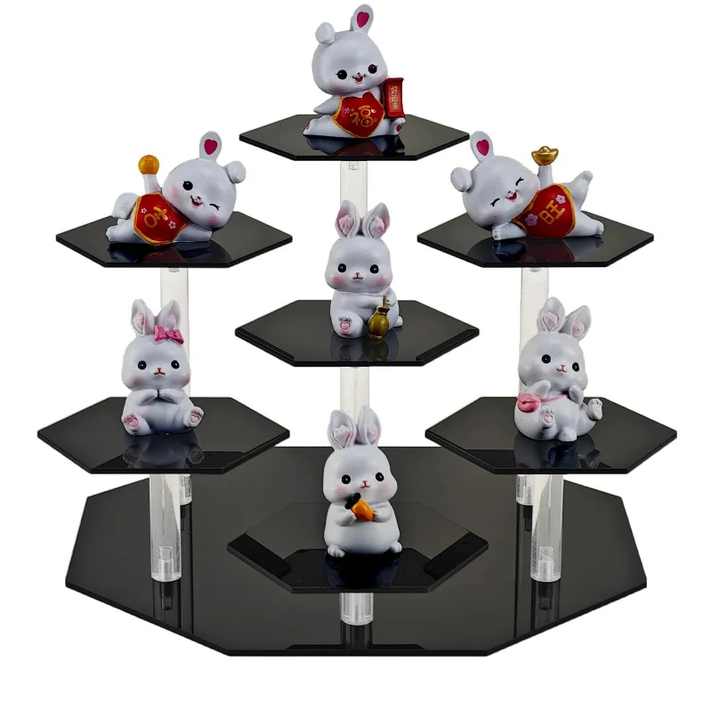 Hexagonal Clear Acrylic Display Rack Storage Stand For Jewelry Cosmetics Doll Figures Headset Collectibles Dessert Cupcake