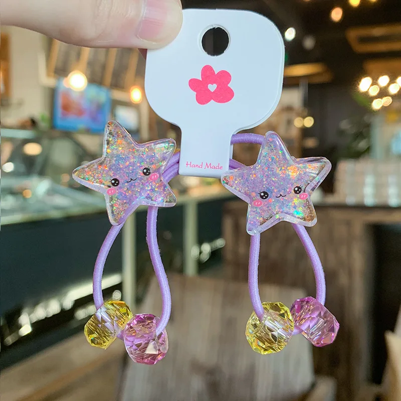 2 teile/satz Kinder Cartoon Kaninchen Elastische Haar Gummibänder Glitter Blume Haar Krawatte Für Mädchen Nette Haar Seil Kinder Haar Accessoire – Detail 9