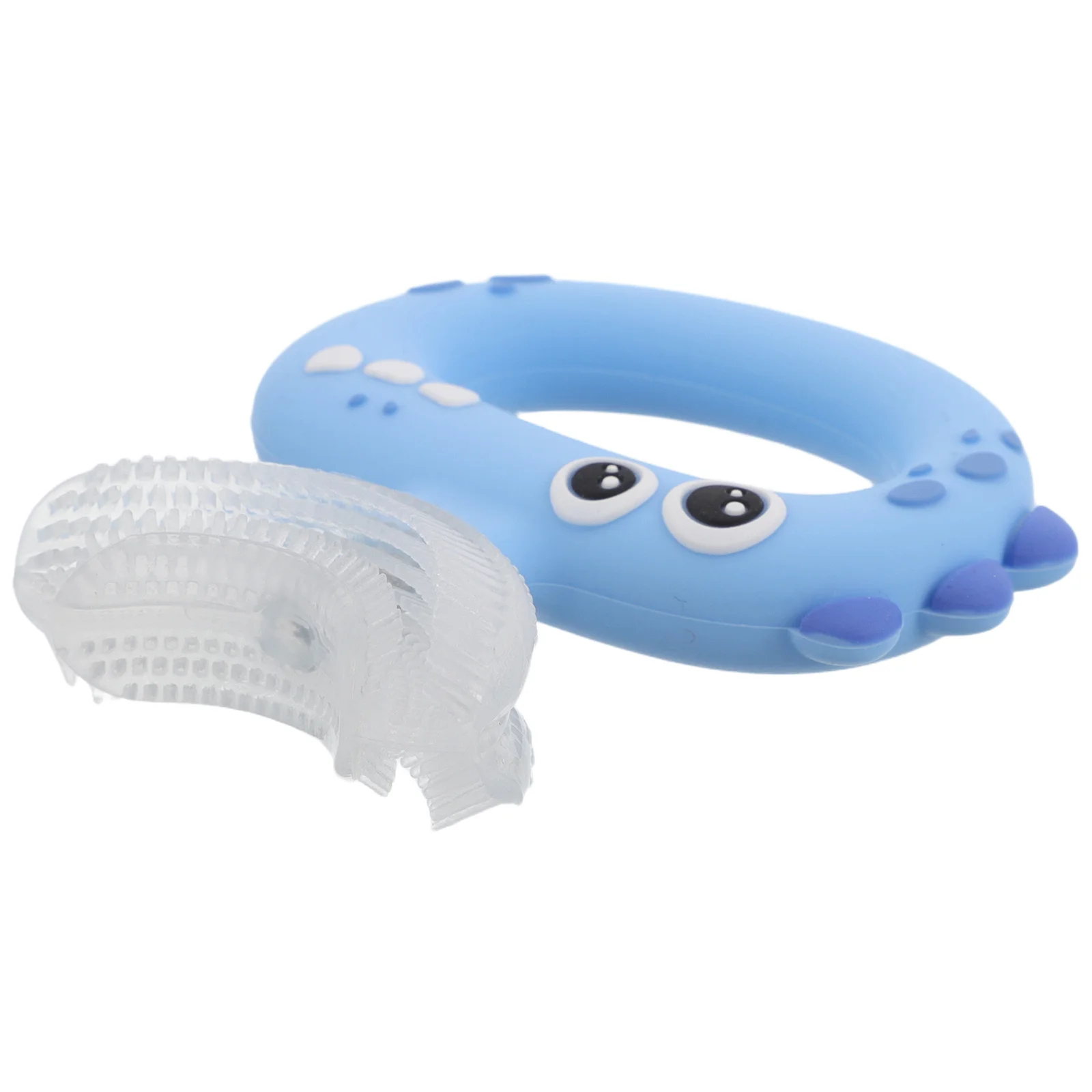 

U Shaped Toothbrush 360° Rotating Silicone Head Dinosaur Design For Ages 0-3 Gum Care Training Toothbrush