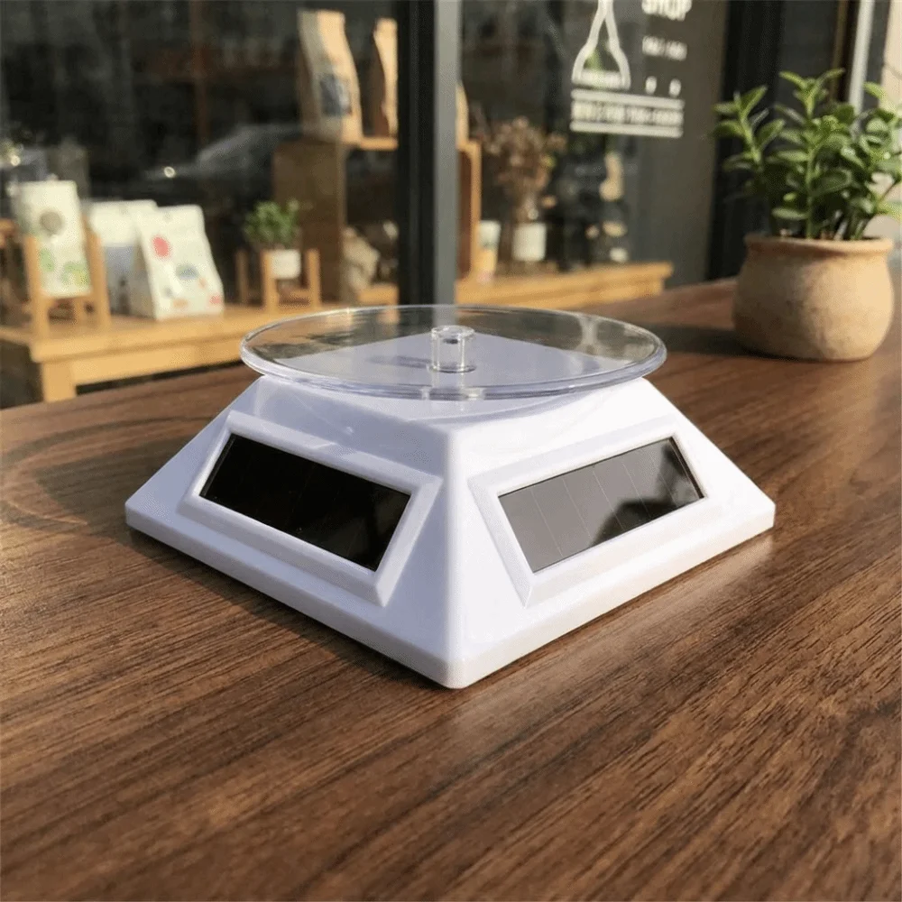360 Degree Rotation Solar Turntable Solar Powered Compact Design Solar Showcase Portable Gift Display Jewelry Display Stand