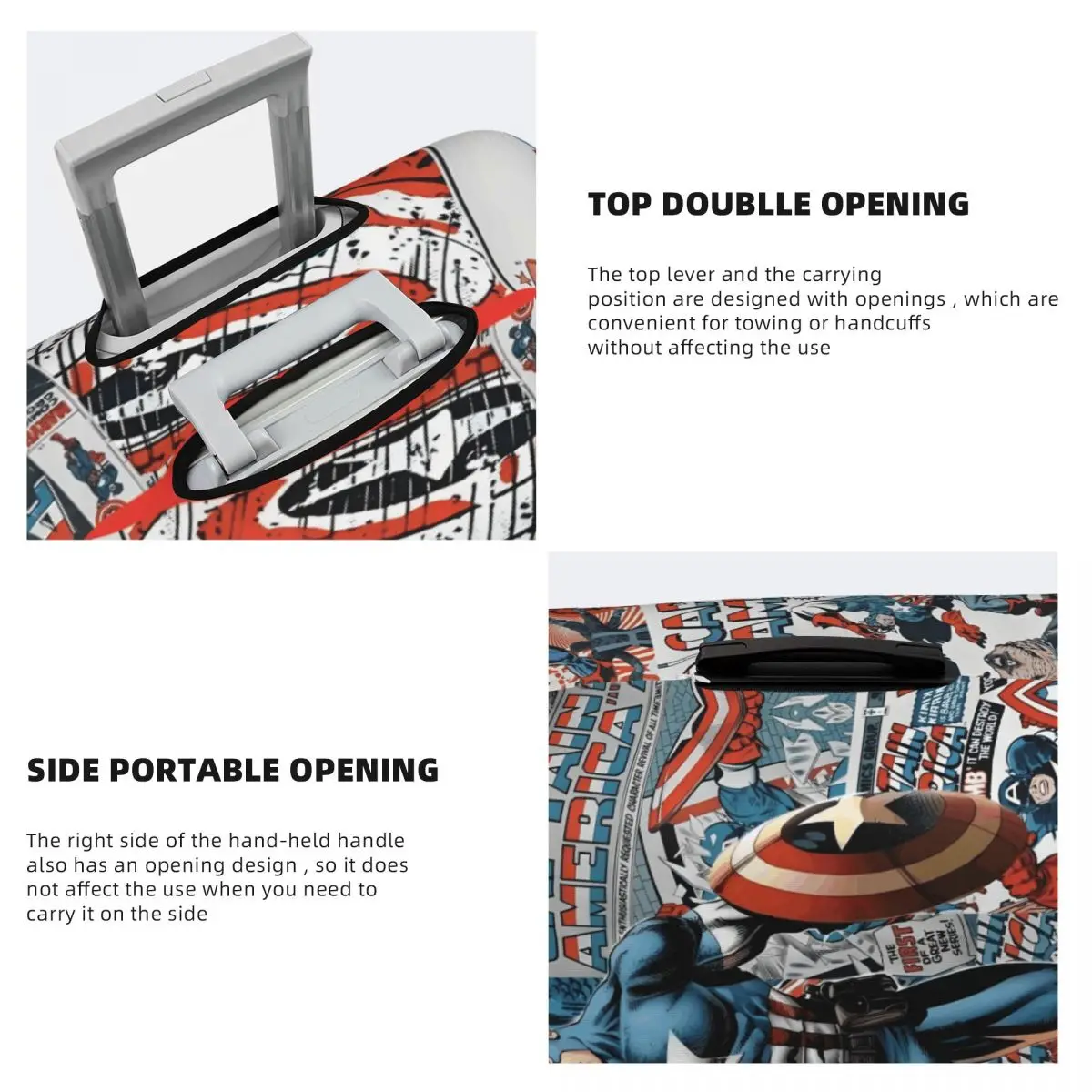 Custom Classical Captain America Luggage Cover Protector Funny Comics Design Travel Suitcase Covers for 18-32 Inch