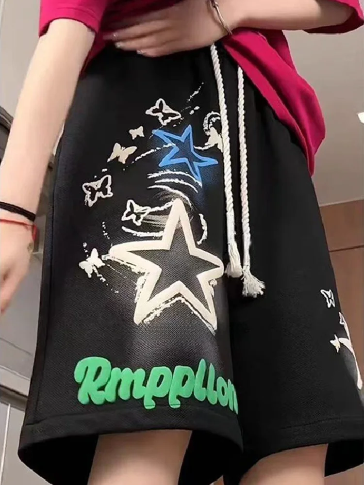 

plus Size 300 Pou Hong Kong Sle Sport orts Men's Casual Fitn Loose Wide Leg Couple's Five-Quarter Pants