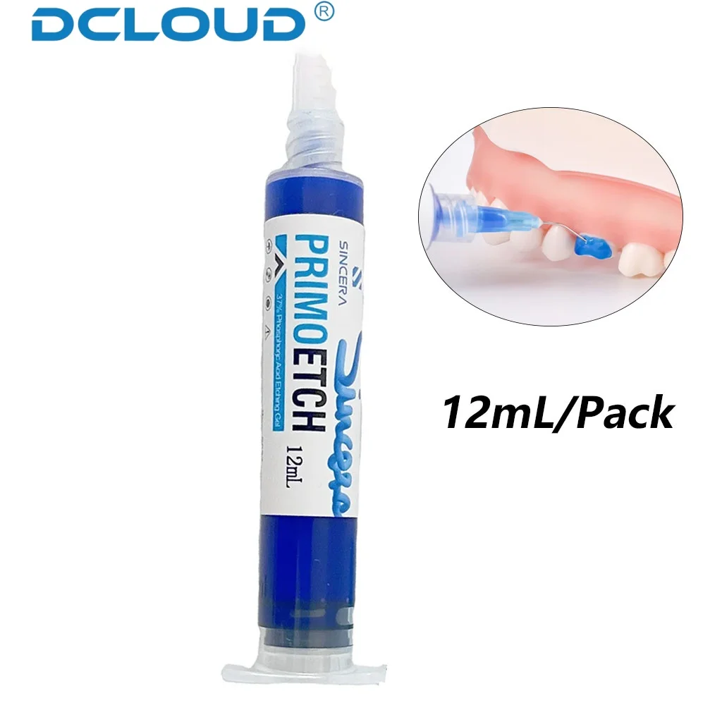 12ml Dental Etchant Gel 37% Phosphoric Acid Etching Gel Etchant Agent with Irrigation Tip for Teeth Adhesive Orthodontic Materia