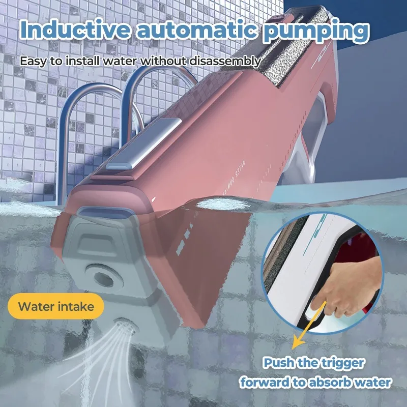 Pistola de agua eléctrica de alta presión para niños, juguetes de verano para exteriores, playa, piscina, juegos de lucha, absorción automática, ráfagas de agua