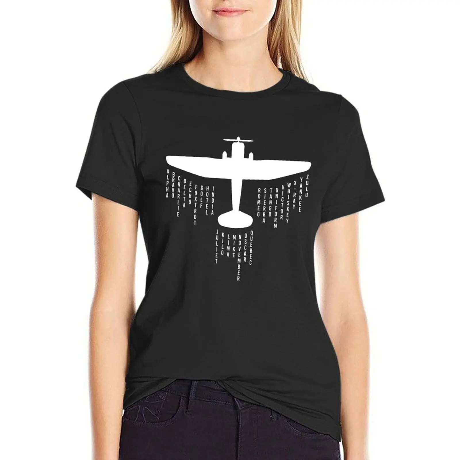

Airplane Phonetic Alphabet - Pilot Gift T-shirt anime clothes cute clothes white t-shirt dress for Women sexy