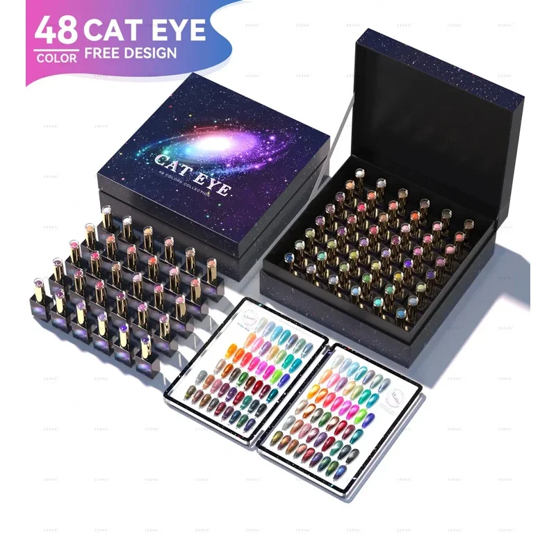 Jting new unique design 48 colors eye gel polishset box withcolor book nail OEM ODM private label