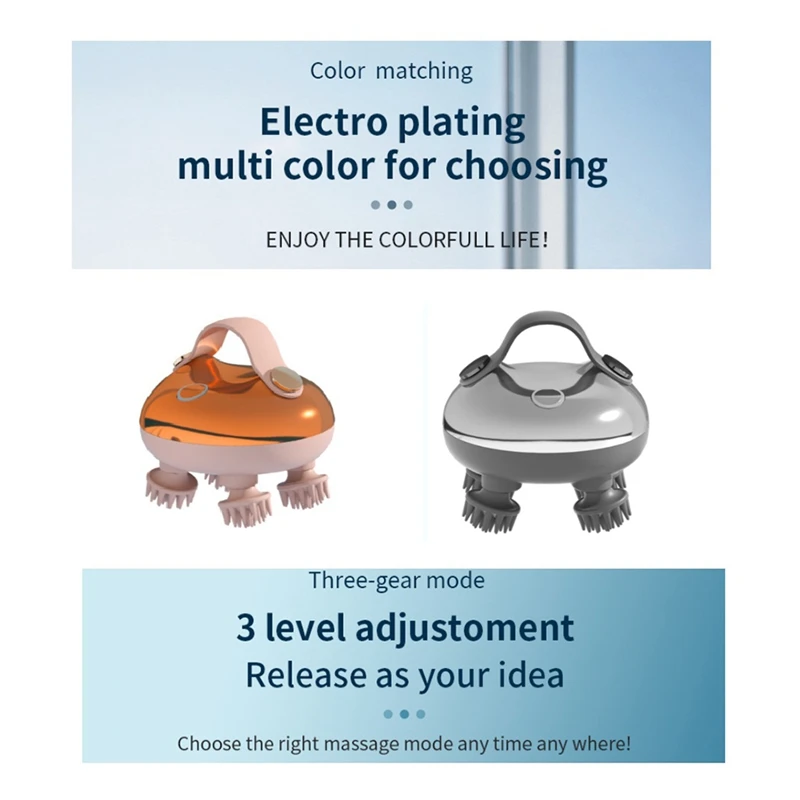 เครื่องนวดหนังศีรษะไฟฟ้าแบบชาร์จไฟได้หัวนวดหนังศีรษะความเครียดผ่อนคลายกันน้ํามือถือผม Scalp Scratcher ติดตั้งง่าย