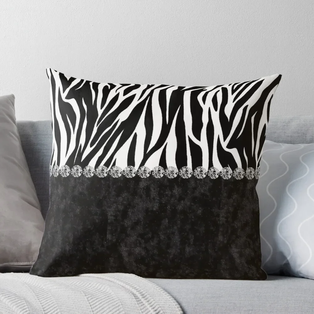 

Black Velvet Zebra Print Bling Throw Pillow christmas decorations for home 2024 Decorative Cushion Cover Pillow Cases Decorative