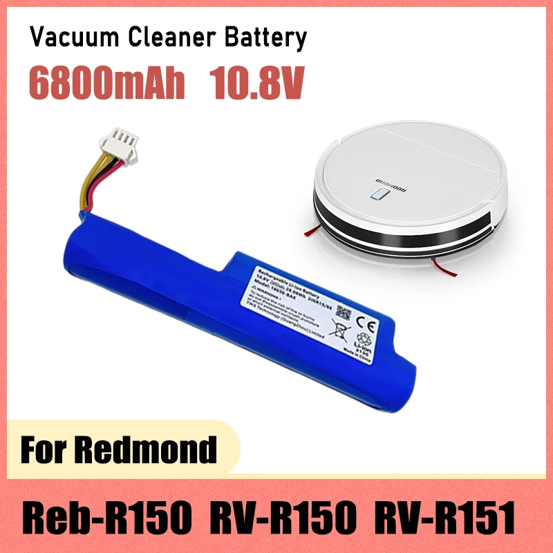 For Redmond Robot Vacuum Cleaner Replacement Battery RV-R150 Redmond RV-R151, 10.8V Lithium ion Battery, Multi Capacity
