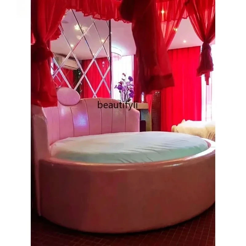 

round Bed Furniture Light Luxury Hotel Water Electric Bed Multi-Functional Modern Theme Bed