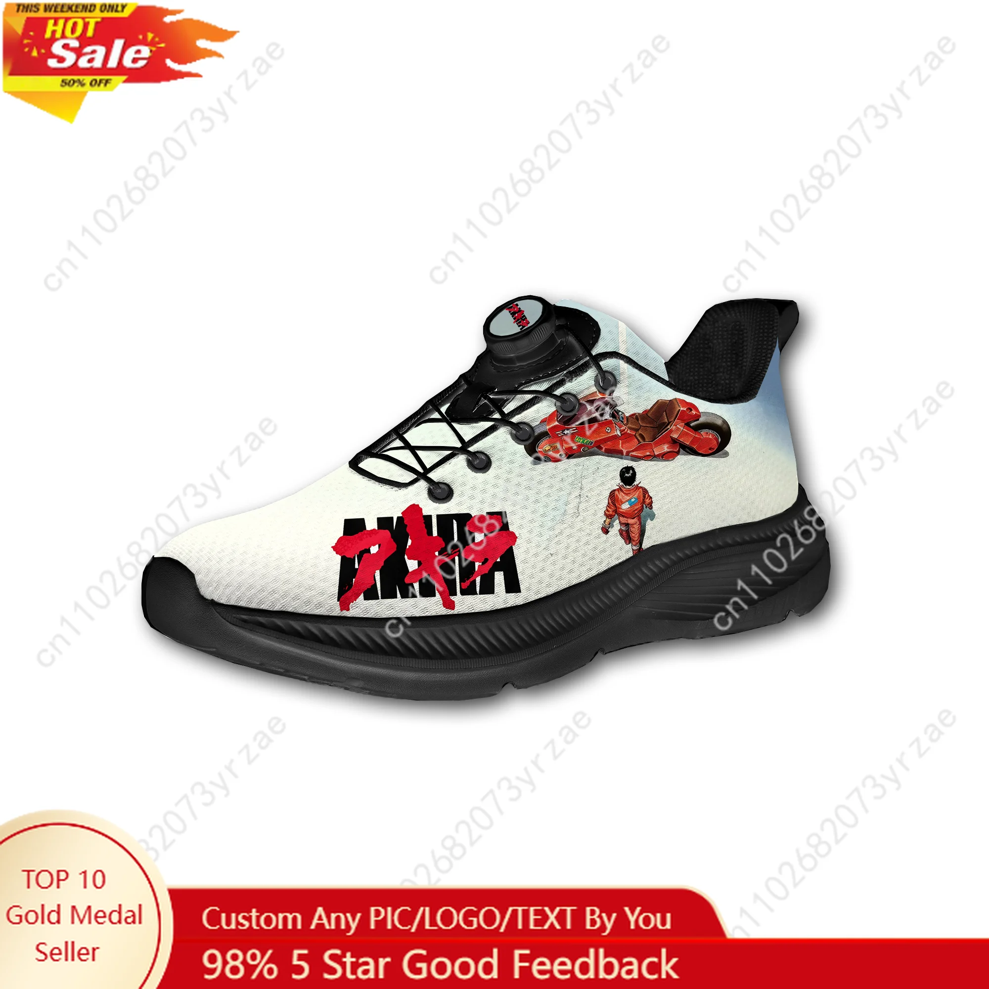 

Akira Sneakers Mens Womens Walking Shoes Laceless Rotating Button Sports Shoe High Quality Fashion Lightweight Custom Sneaker