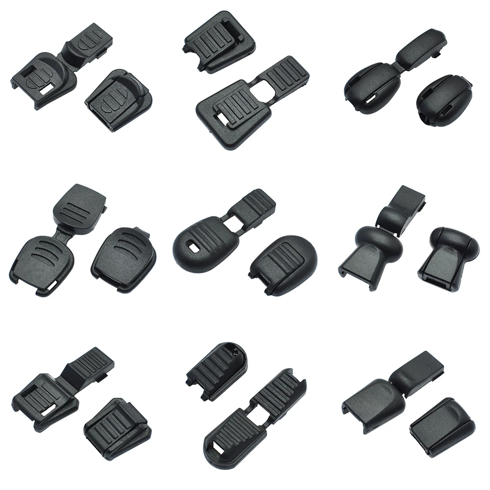 10pcs/pack Zipper Pull Cord Ends For Paracord & Cord Tether Tip Cord Lock Plastic Black