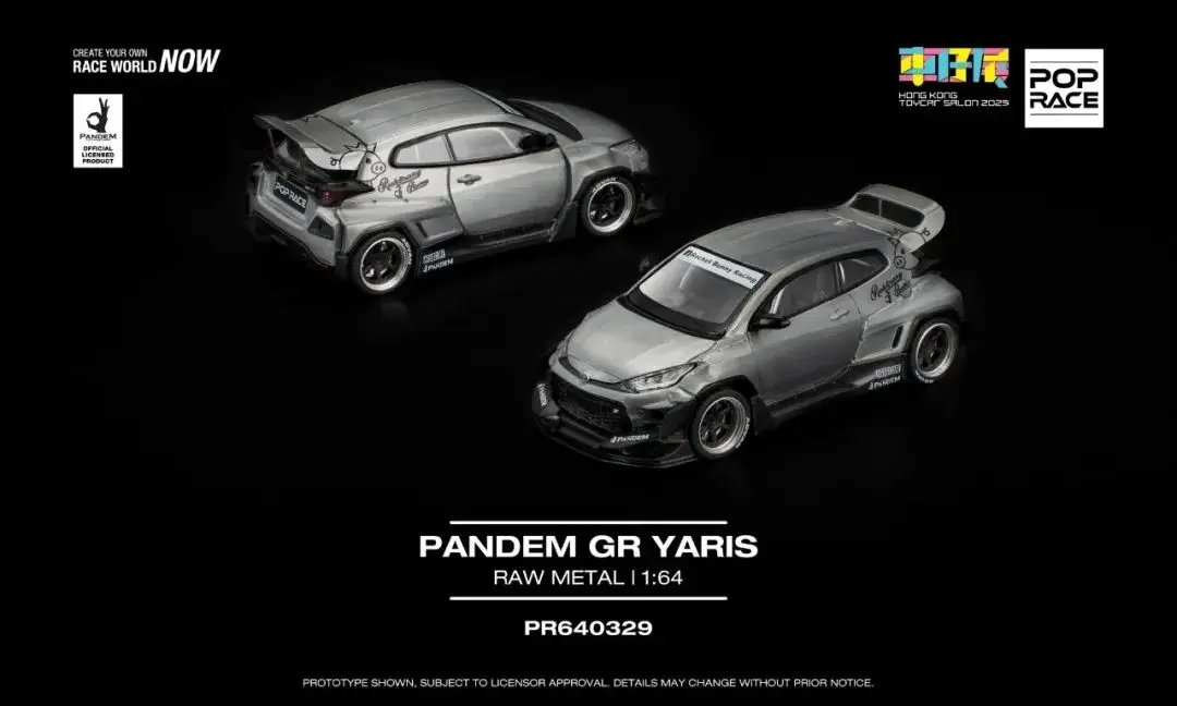 pop-race-1-64-pandem-gr-yaris-silver-hk-toycar-salon-2025-diecast-model-car