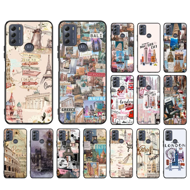 Travel New York London Phone Case ForMoto Edge 50 40 Pro Edge 40 30 Ultra Neo Fusion G Power G Stylus G Play E32 E20 E40