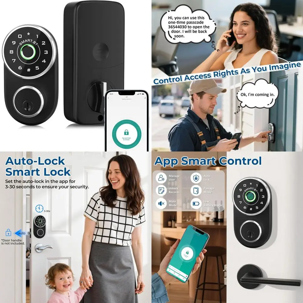 قفل باب دخول بدون مفتاح مع بصمة الإصبع، التحكم في التطبيق، شاشة لمس رقمية، عمر بطارية طويل الأمد