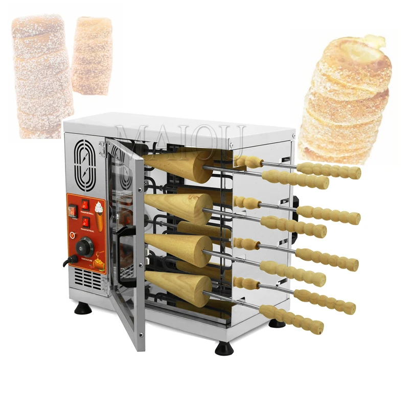 

Electric Chimney Cake Kurtos Kalacs Machine Donut Doughnut Ice-Cream Cone Maker Hungary Trdelnik Chimney Bread Roll Machine