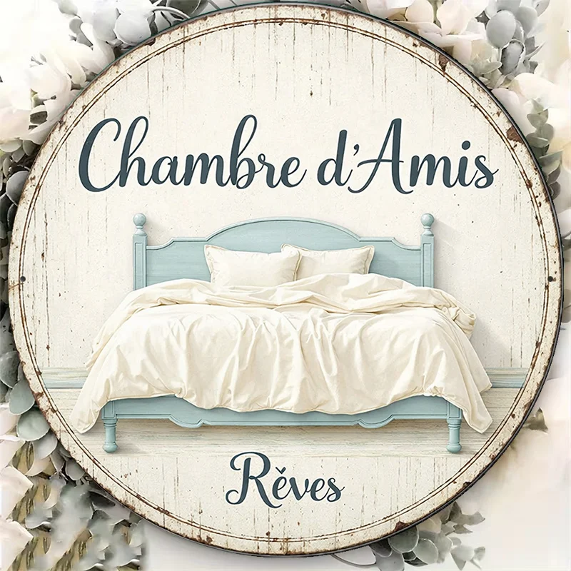 2D Flat Round Sign, Vintage Plaque 
