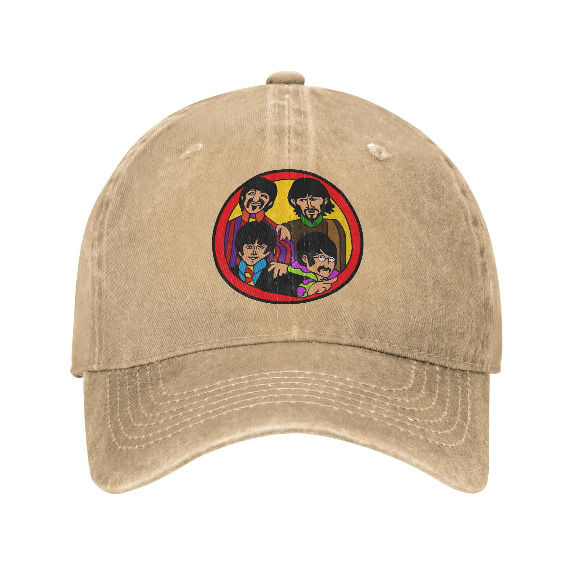 Boné de Beisebol Unissex Beatle, Boné de Denim Desgastado, Boné Vintage para Atividades ao Ar Livre, Boné Ajustável com Fecho Snapback