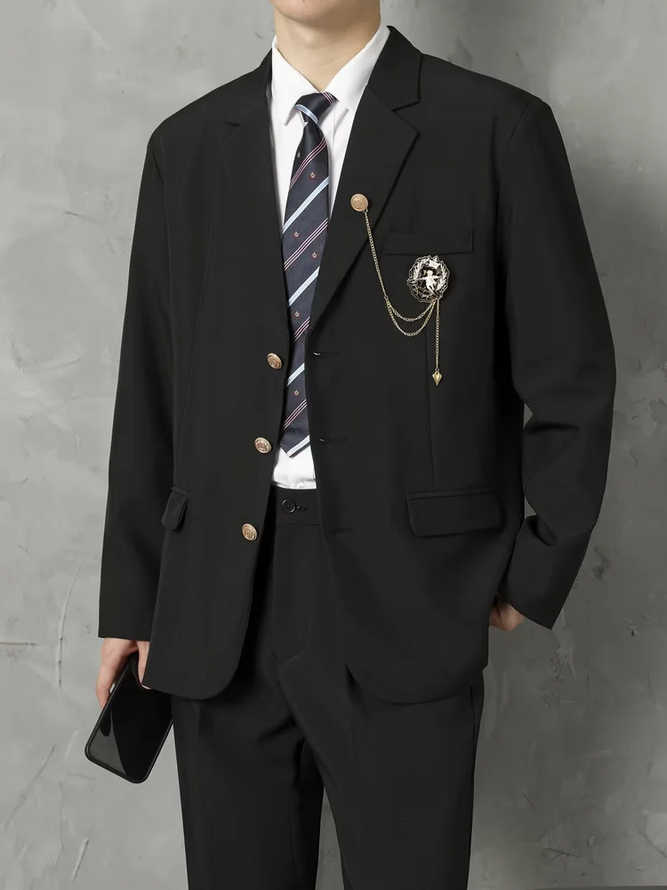 

Новая академическая куртка-рубашка на пуговицах для мужчин, весенне-осенняя, в стиле Харадзюку, повседневная, с длинным рукавом