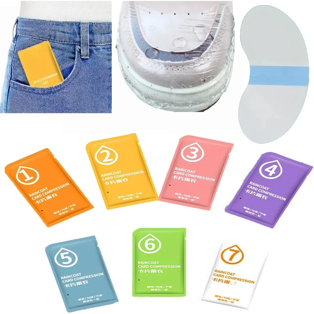 

дождевик-пончо-пончо-компактные дорожные-прозрачные пончо с капюшоном - Аварийное пончо от дождя для взрослых - 7 шт. одноразовые для путешествий