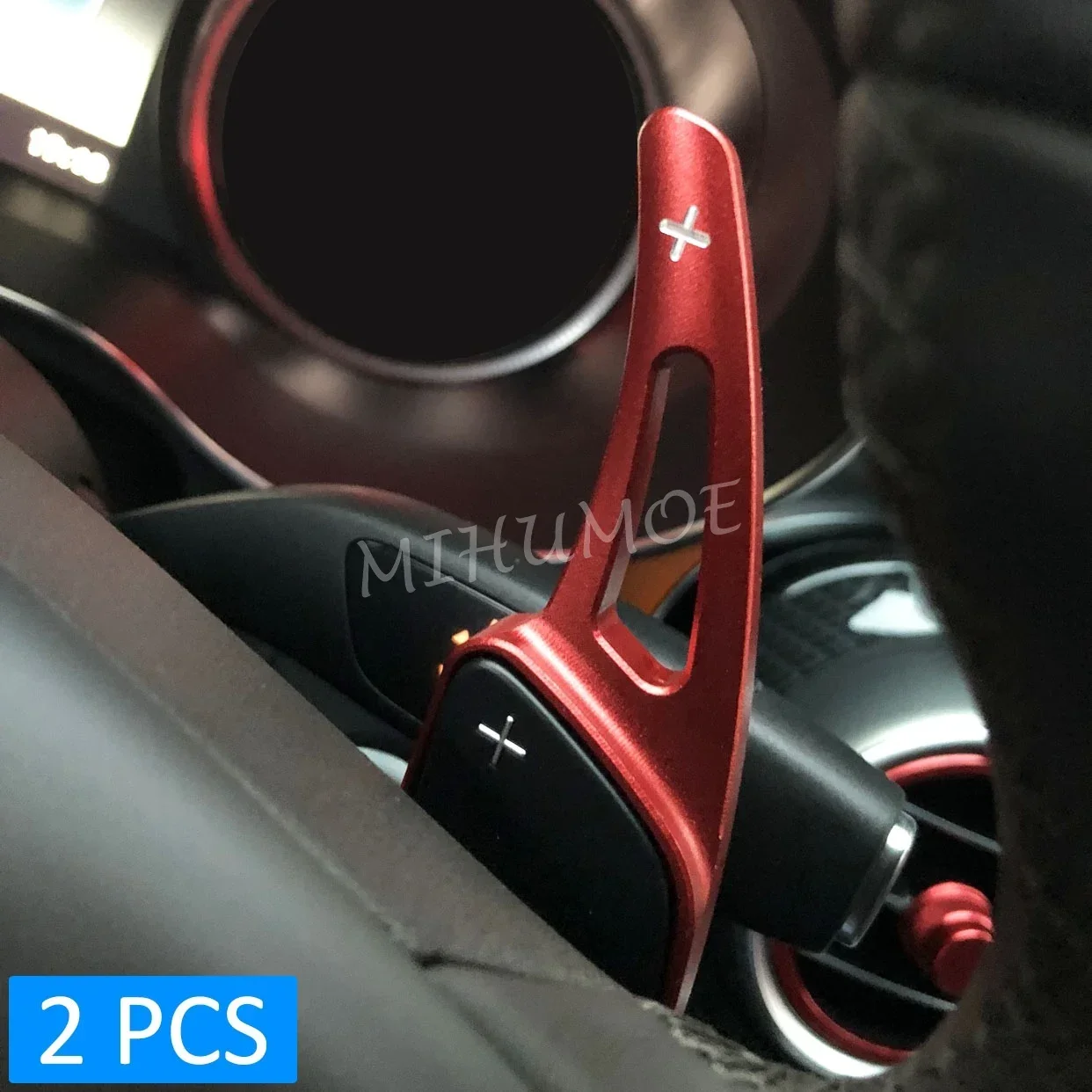 

For Mercedes Benz A B C E S G GLA GLC GLE GLS EQA EQB EQC Aluminum Interior Steering Wheel Paddle Shifter Extension Trims Red