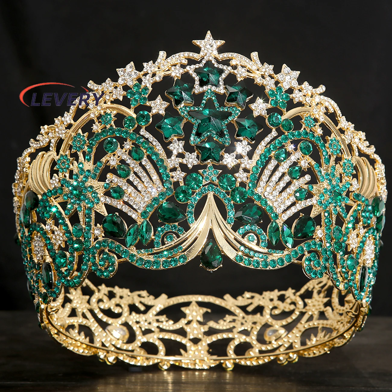 Levery 2026 New MGI All Stars Crystal Crown for Pageant Women Headpiece for Wedding, Birthday, Pageant, Prom, Party