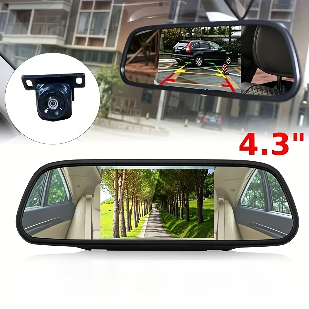 Rearview Camera for Parking and Reversing with a 4.3-inch Monitor, Wide Field of View, Clear Image Quality, Night Vision