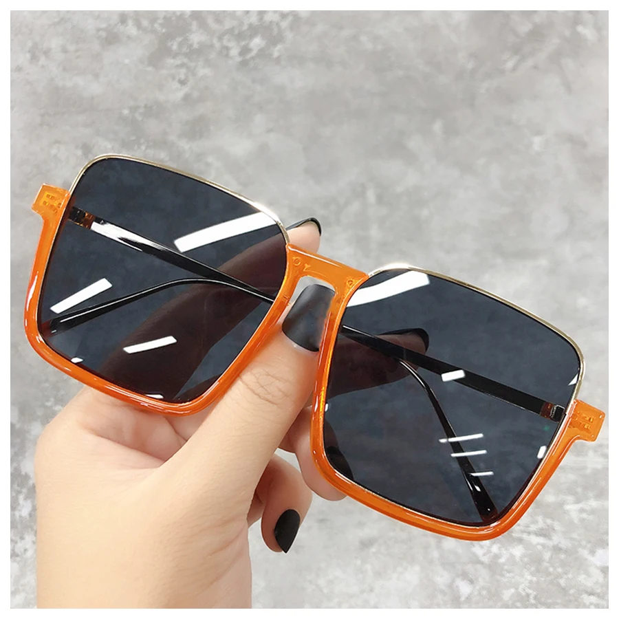 Sonnenbrille Damen 2026 – Große quadratische Fassung, luxuriöses Markendesign, Farbverlauf, Vintage-Sonnenbrille für Damen, Herren, Unisex – Detail 6