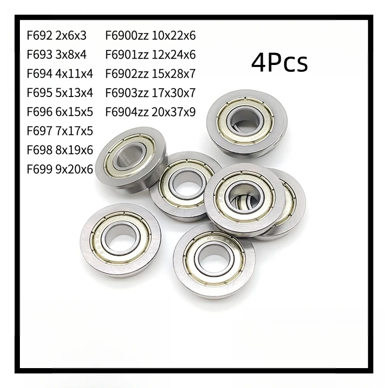 4Pcs F692ZZ F693ZZ F694ZZ F695ZZ F696ZZ F697ZZ F698ZZ F699ZZ F6900ZZ F6901ZZ F6902ZZ F6903ZZ F6904ZZ Chrome Steel Bearings