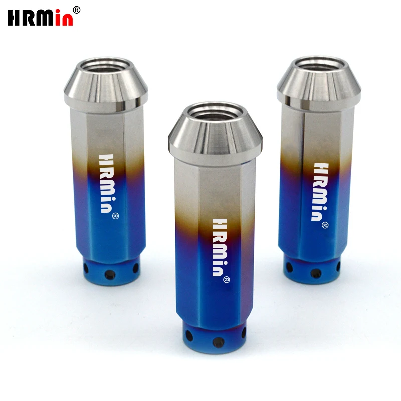 HRMin 10.9 grade Gr.5 titanium cone seat closed end wheel lug nut titanium nut 20ps M12*1.5/M12*1.25/M14*1.5/M14*1.25mm 60mmlong