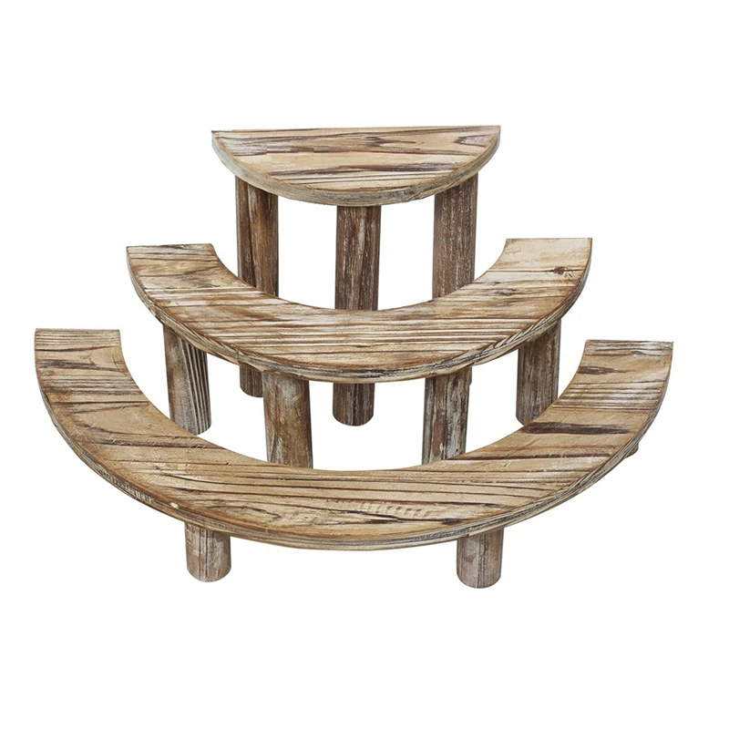 3-Layer Wooden Cupcake Rack Layered Cupcake Display Rack Semi-Circular Dessert Cake Rack image 3