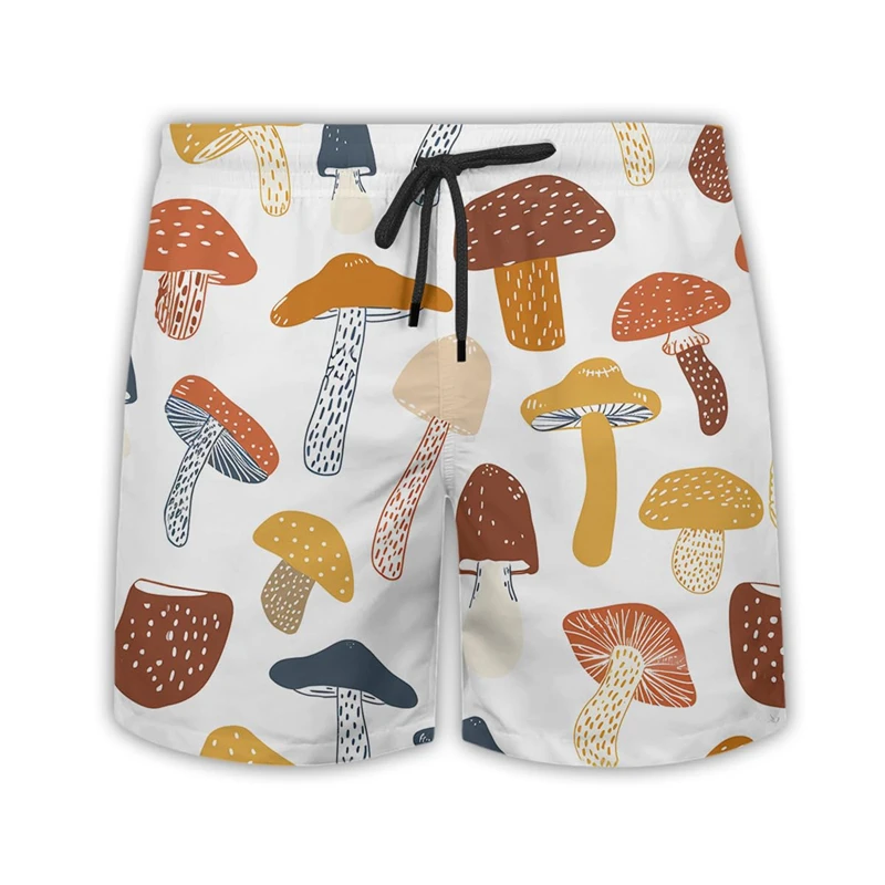 Funny Mushroom Graphic Beach Shorts For Men Fashion Summer 3D Printed Kids Short Pants Colorful Abstract Hip Hop Board Shorts