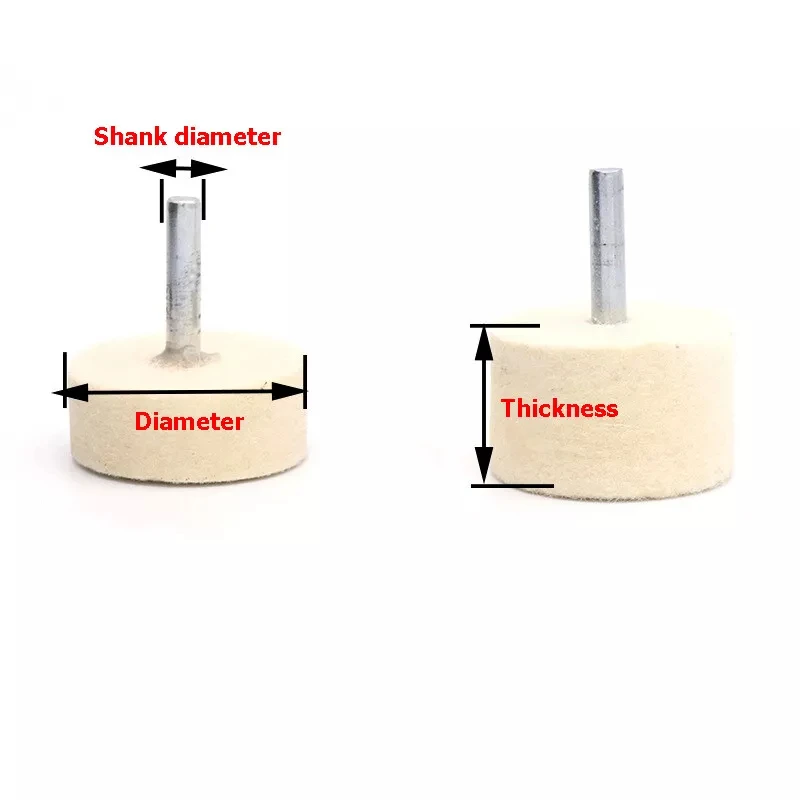 Lã Felt Polishing Bits para Dremel Rotary, lustrando escova de roda, 20mm, 25mm, 30mm, 35mm, 40mm, 6mm Shank
