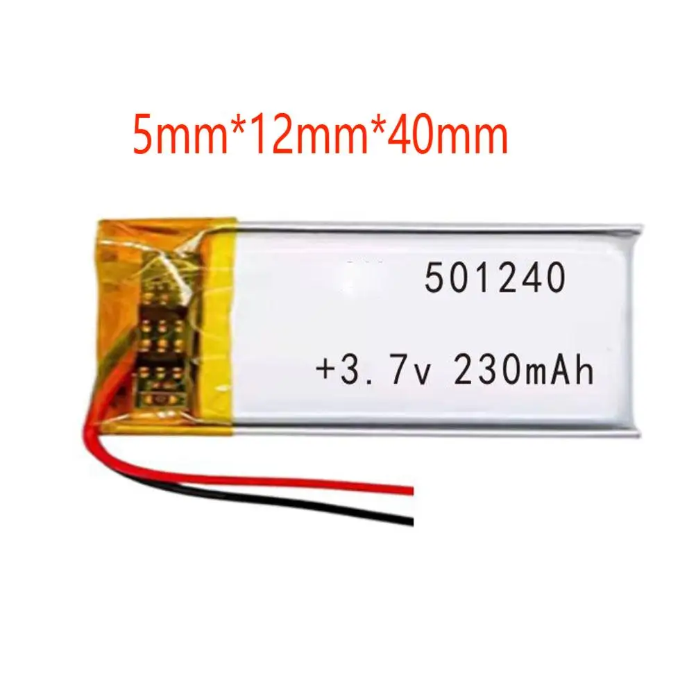 2/5/10/20 Pcs 3.7V 230mAh 501240 Lithium Polymer Ion Battery 2.0mm JST Connector